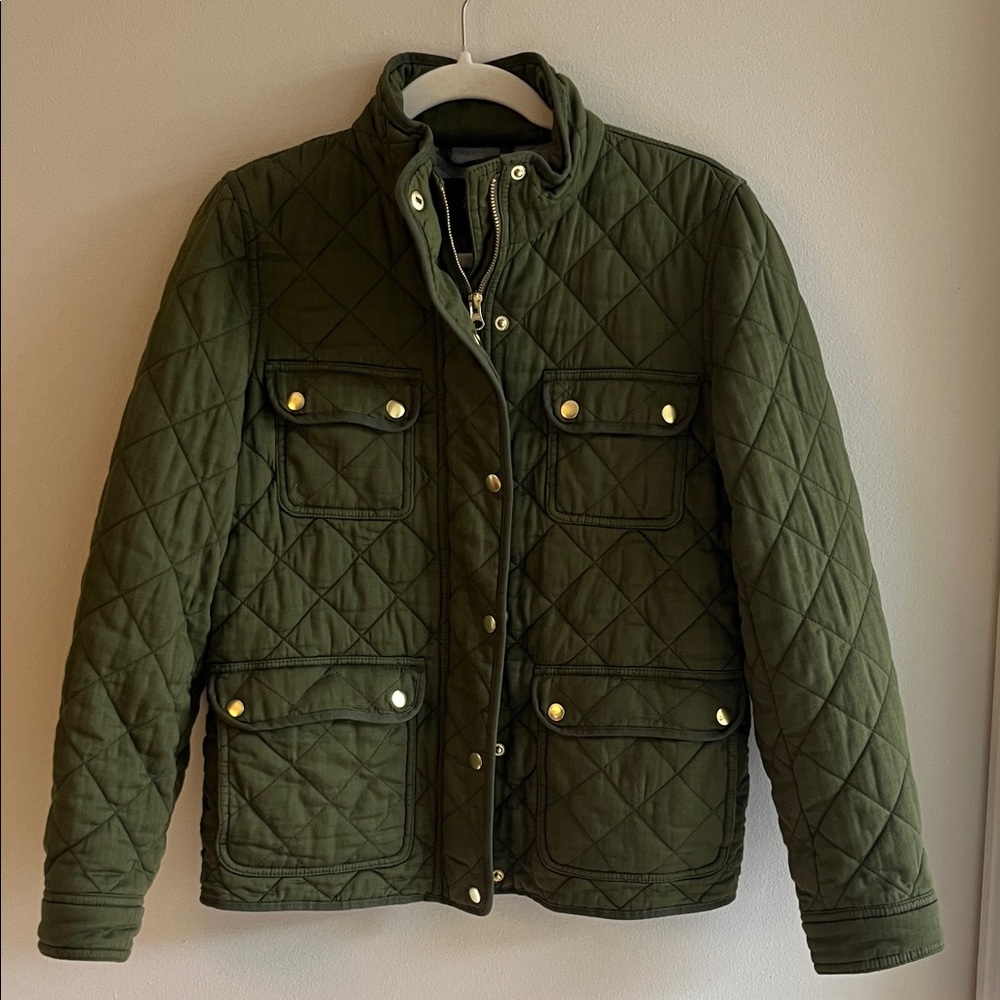 J. Crew Quilted Field Jacket - Dark Green size Medium